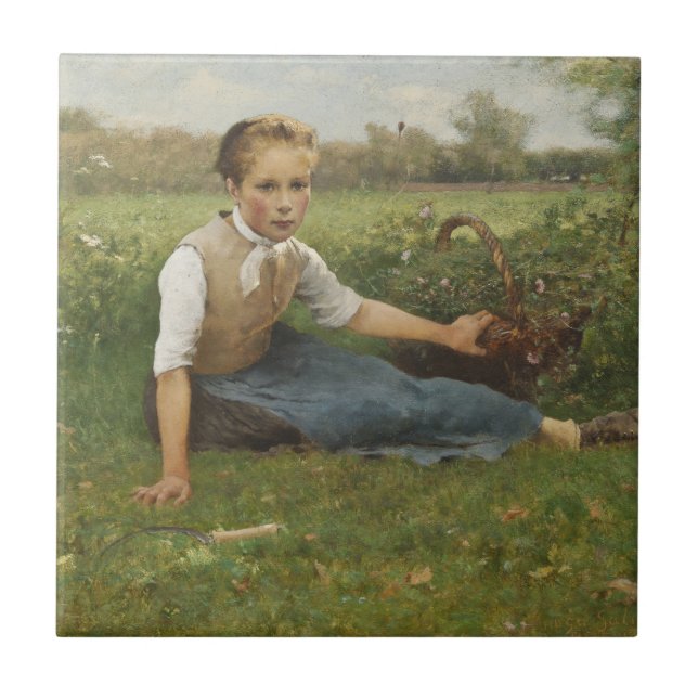 Picking Flowers | 1882 Tile (Front)