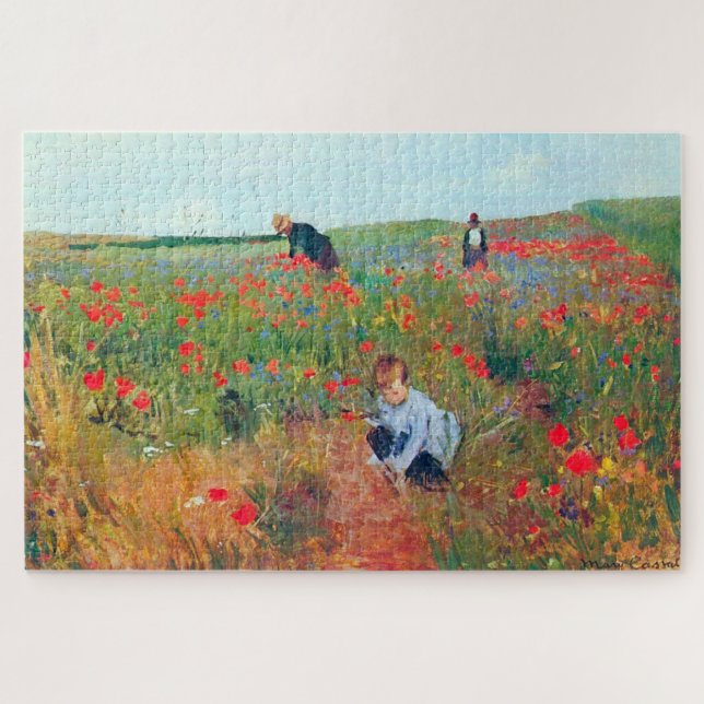 Picking Flowers in a Field, Mary Cassatt Jigsaw Puzzle (Horizontal)