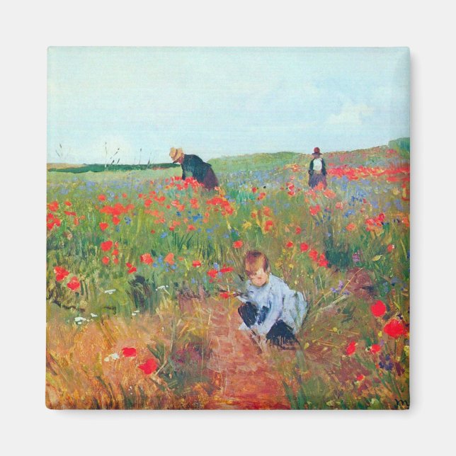 Picking Flowers in a Field, Mary Cassatt Magnet (Front)