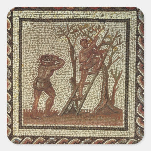 Picking Fruit, Roman Mosaic Square Sticker