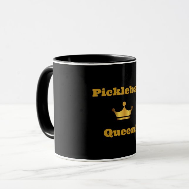 Picklball Queen coffee mug - black & gold (Front Left)