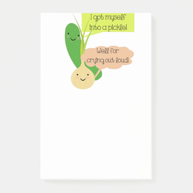 Pickle and Onion Humour Post-it Notes (Front)