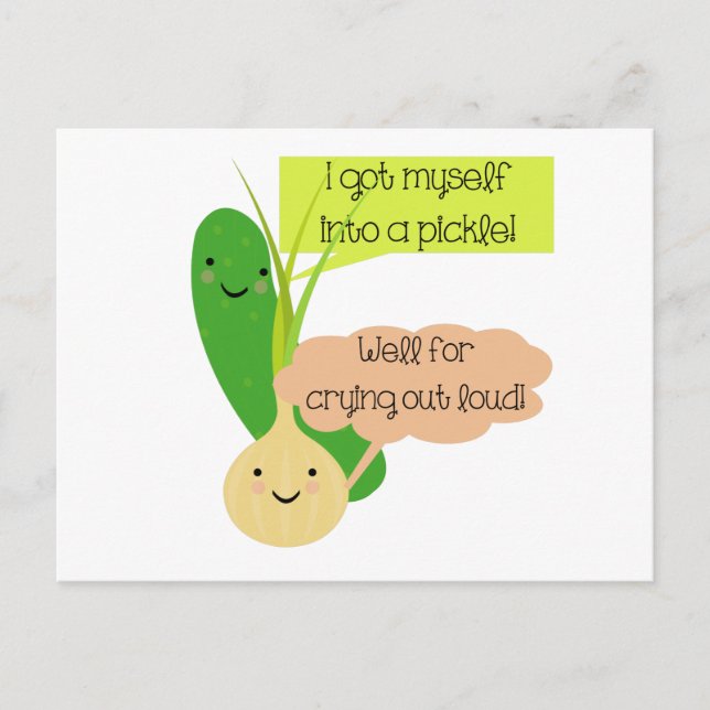 Pickle and Onion Humour Postcard (Front)