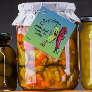 Pickle and Pepper Pals Funny Cartoon Pickles Jar Favour Tags