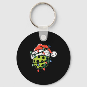 Pickle Ball Ball Santa Hat Xmas Funny Christmas Me Key Ring
