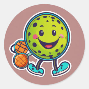 "Pickle ball design"with happy face Classic Round Sticker