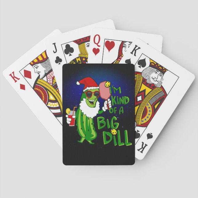 Pickle Ball Gift Big Dill PIckleball Christmas Playing Cards (Back)
