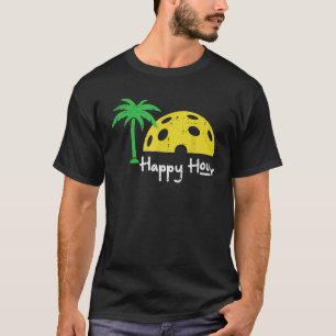 Pickle Ball Happy Hour Palm Tree Pickleball Men Wo T-Shirt