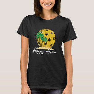 Pickle Ball Palm Tree Happy Hour Pickleball Men Wo T-Shirt