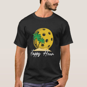 Pickle Ball Palm Tree Happy Hour Pickleball Men Wo T-Shirt