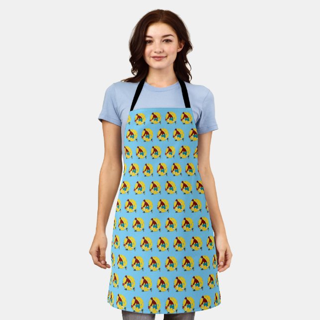 Pickle Ball Polkadot Pattern Apron (Worn)