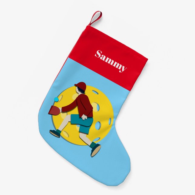 Pickle Ball Small Christmas Stocking (Front (Hanging))
