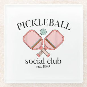 Pickle Ball Social Club EST 1965 Men Women Glass Coaster