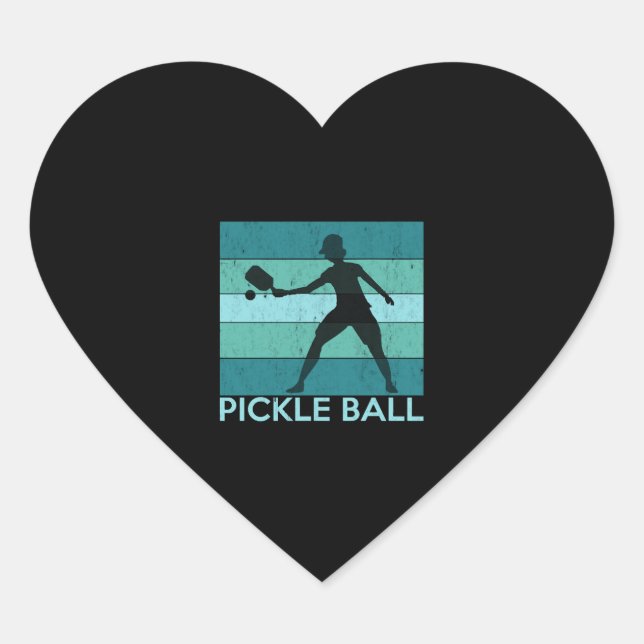 Pickle Ball Vintage Retro Heart Sticker (Front)