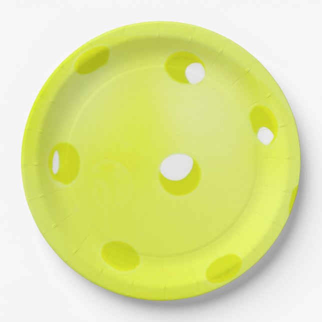 Pickle Ball Yellow Pickleball Sports Paper Plate (Front)