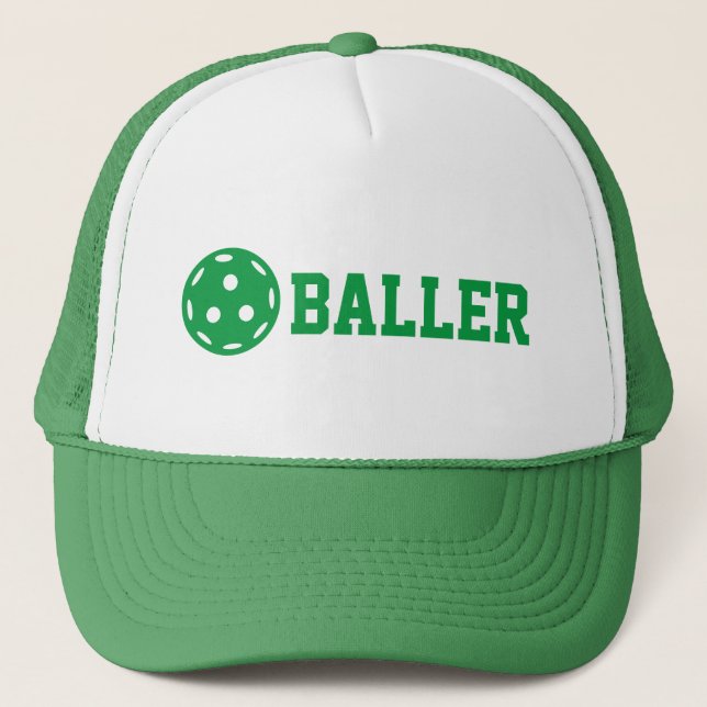 Pickle baller Funny Pickleball  Custom Text  Trucker Hat (Front)