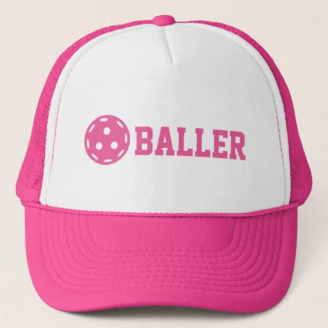 Pickle baller Funny Pickleball  Custom Text  Trucker Hat (Front)