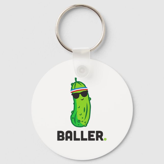 pickle baller' funny pickleball premium tri-blend  key ring (Front)