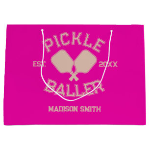Pickle Baller Pickleball Collegiate Typography Large Gift Bag
