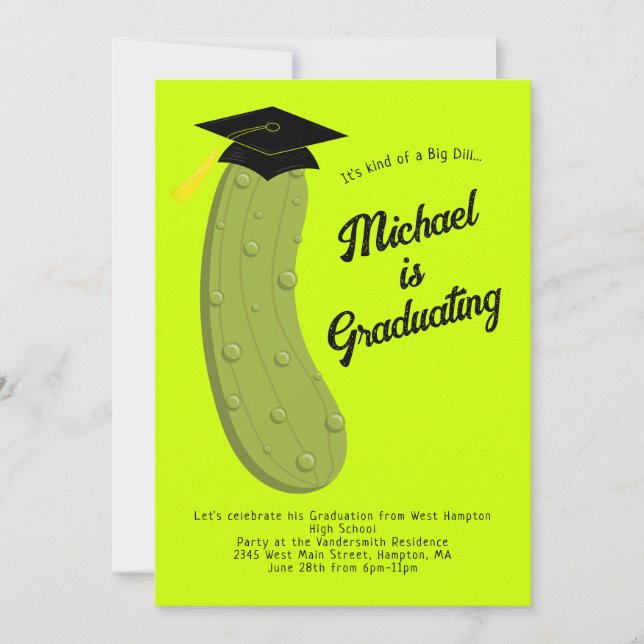 Pickle Big Dill Graduation Party Invitation (Front)