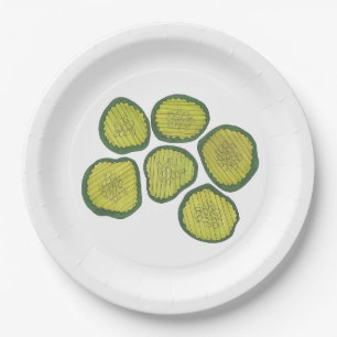 Pickle Chips Green Kosher Dill Pickle Chip Design Paper Plate