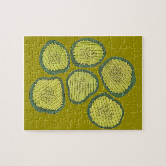 Pickle Chips Sweet Pickles Food Kosher Dill Design Jigsaw Puzzle (Horizontal)