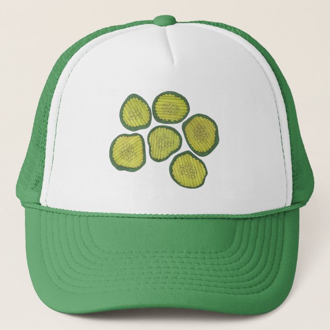 Pickle Chips Sweet Pickles Foodie Kosher Dill Chip Trucker Hat (Front)