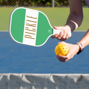 PICKLE Cool Cute Sporty Sea Green White Stripes Pickleball Paddle