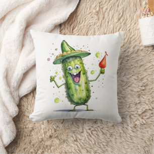 Pickle Cucumbers wearing Birthday Hats Cushion