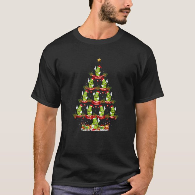 Pickle Fruit Xmas Tree Lighting Pickle Christmas T T-Shirt (Front)