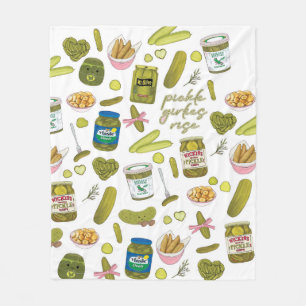Pickle Girlies Rise Cute Pickle Pattern Funny Pi Fleece Blanket