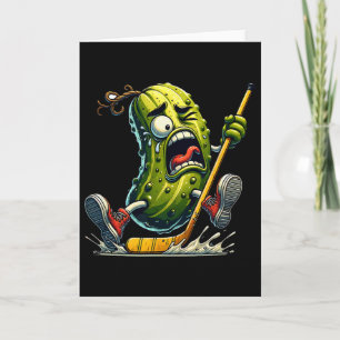 Pickle Hockey Panic Funny Ice Rink Cartoon Charact Card