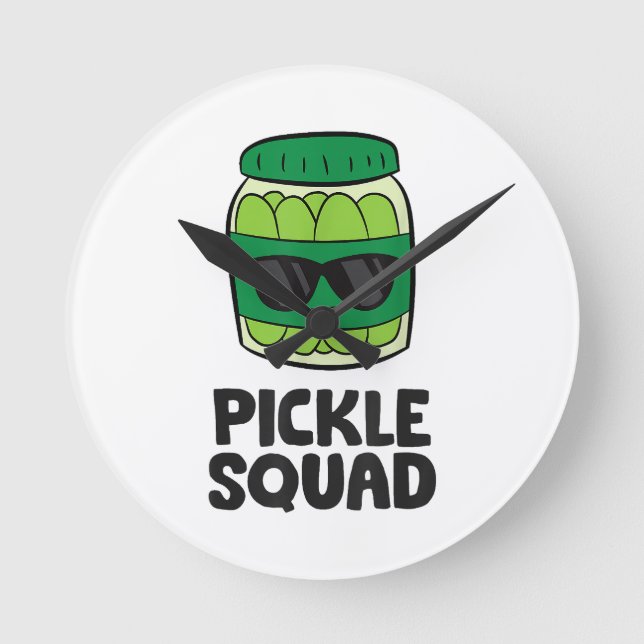 Pickle Lover Team Pickles Funny Pickle Squad Round Clock (Front)