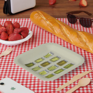Pickle Lover Vintage Canned Pickles Jar Christmas  Paper Plate