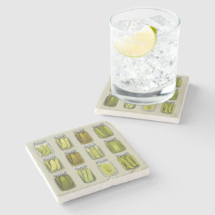 Pickle Lover Vintage Canned Pickles Jar Christmas Stone Coaster
