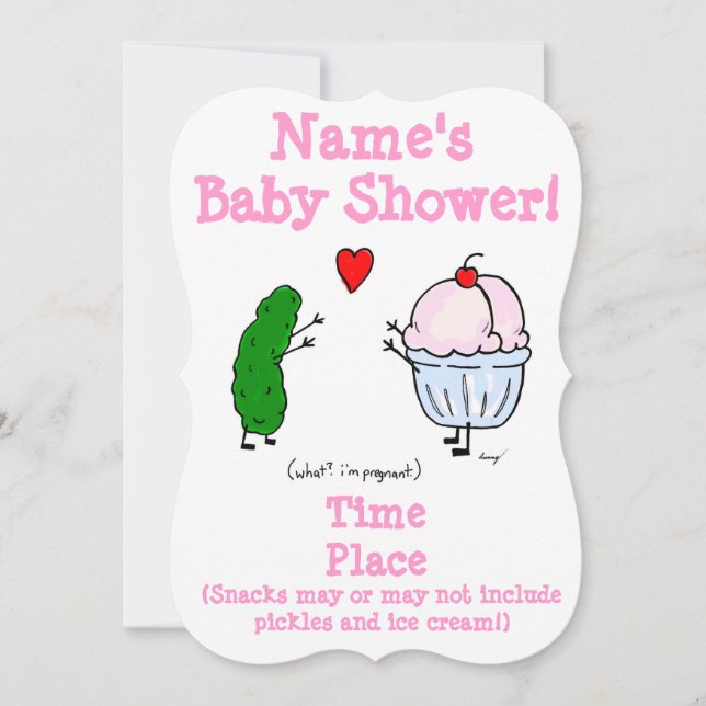 Pickle Loves Ice Cream Baby Shower Invite (Front)