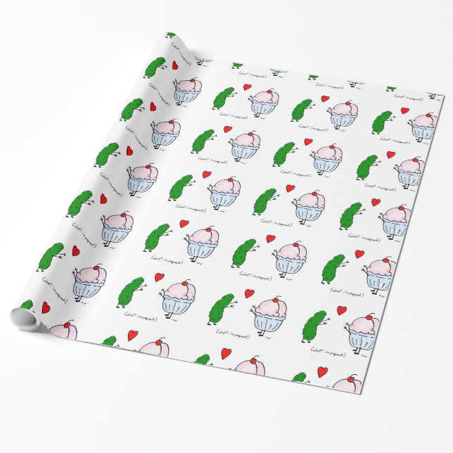 Pickle Loves Ice Cream Baby Shower Wrapping Paper (Unrolled)