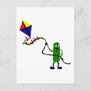Pickle Man Flying Kite Postcard