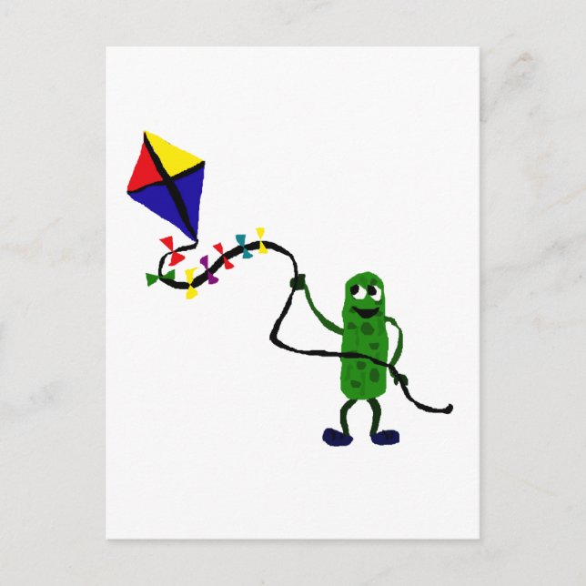 Pickle Man Flying Kite Postcard (Front)