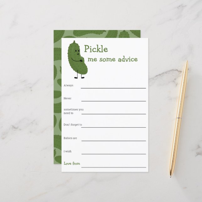 Pickle me some advice baby shower game  (Front/Back In Situ)