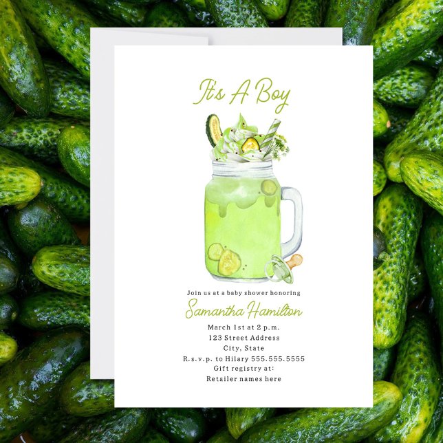 Pickle Milkshake Boy Baby Shower Invitation (Creator Uploaded)