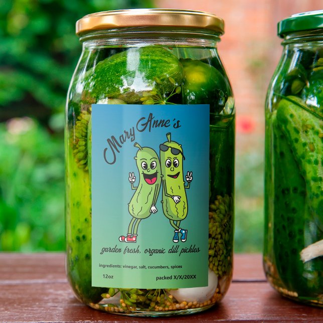 Pickle Pals Funny Cartoon Pickles Food Label (Creator Uploaded)