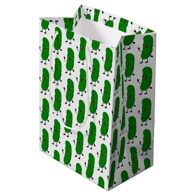 Pickle Person On White Medium Gift Bag (Back Angled)