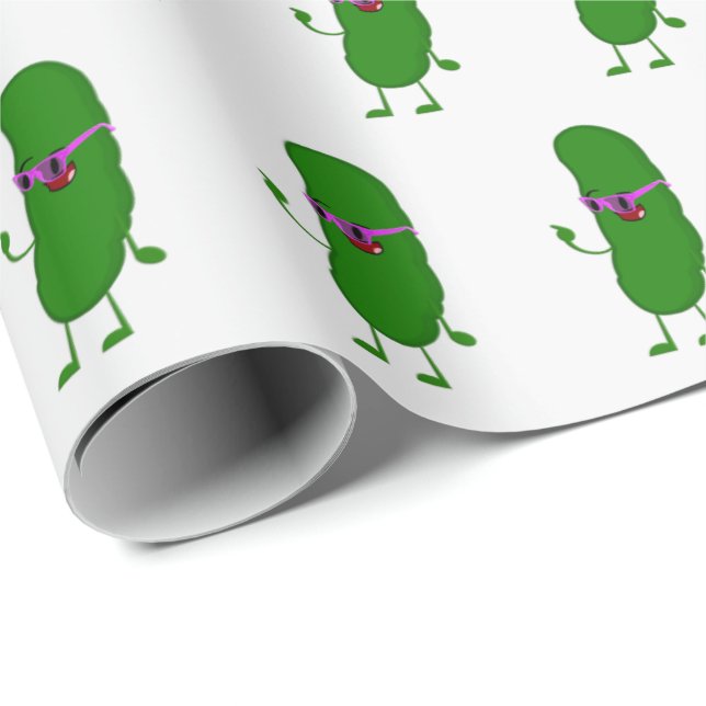 Pickle Person With Pink Glasses Wrapping Paper (Roll Corner)
