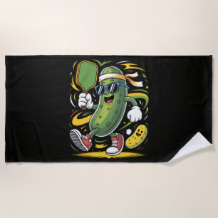 Pickle Playing Pickleball Beach Towel