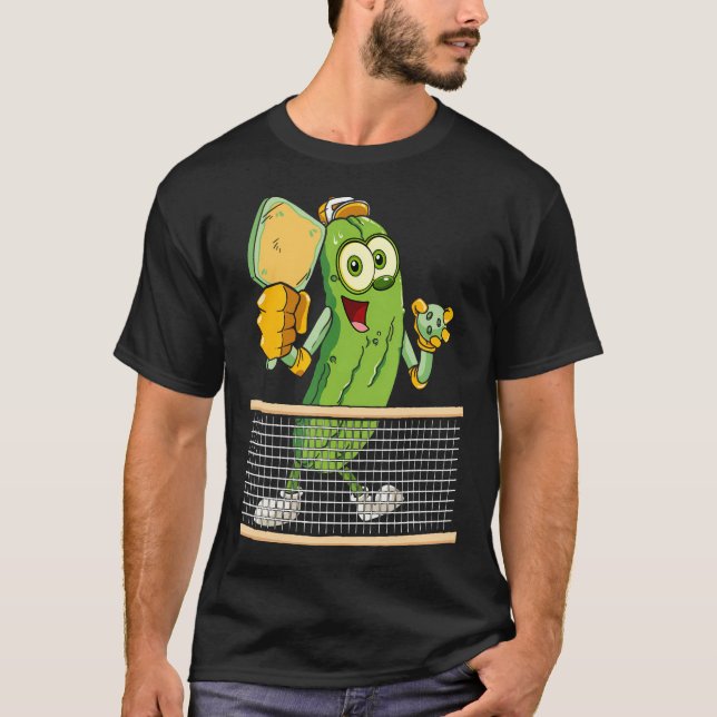 Pickle Playing Pickleball Funny Paddle Player Men  T-Shirt (Front)