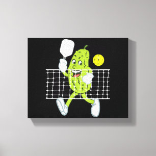 Pickle Playing Pickleball - Funny Pickleball Paddl Canvas Print