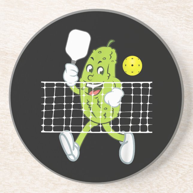 Pickle Playing Pickleball - Funny Pickleball Paddl Coaster (Front)