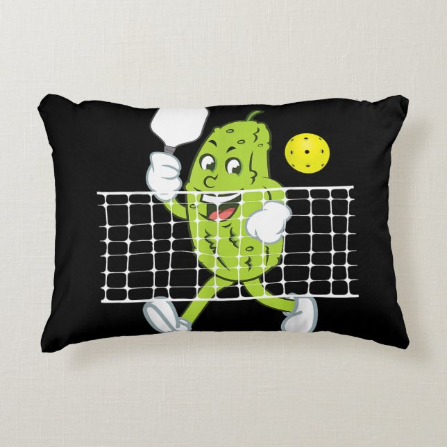 Pickle Playing Pickleball - Funny Pickleball Paddl Decorative Cushion (Front)