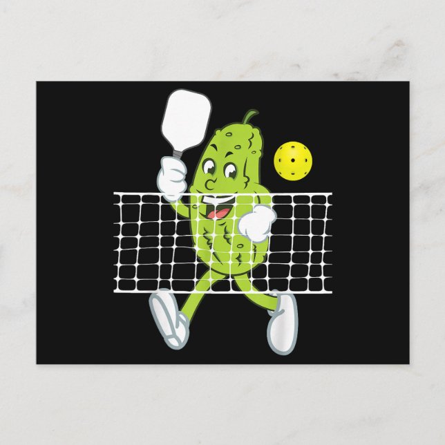 Pickle Playing Pickleball - Funny Pickleball Paddl Holiday Postcard (Front)